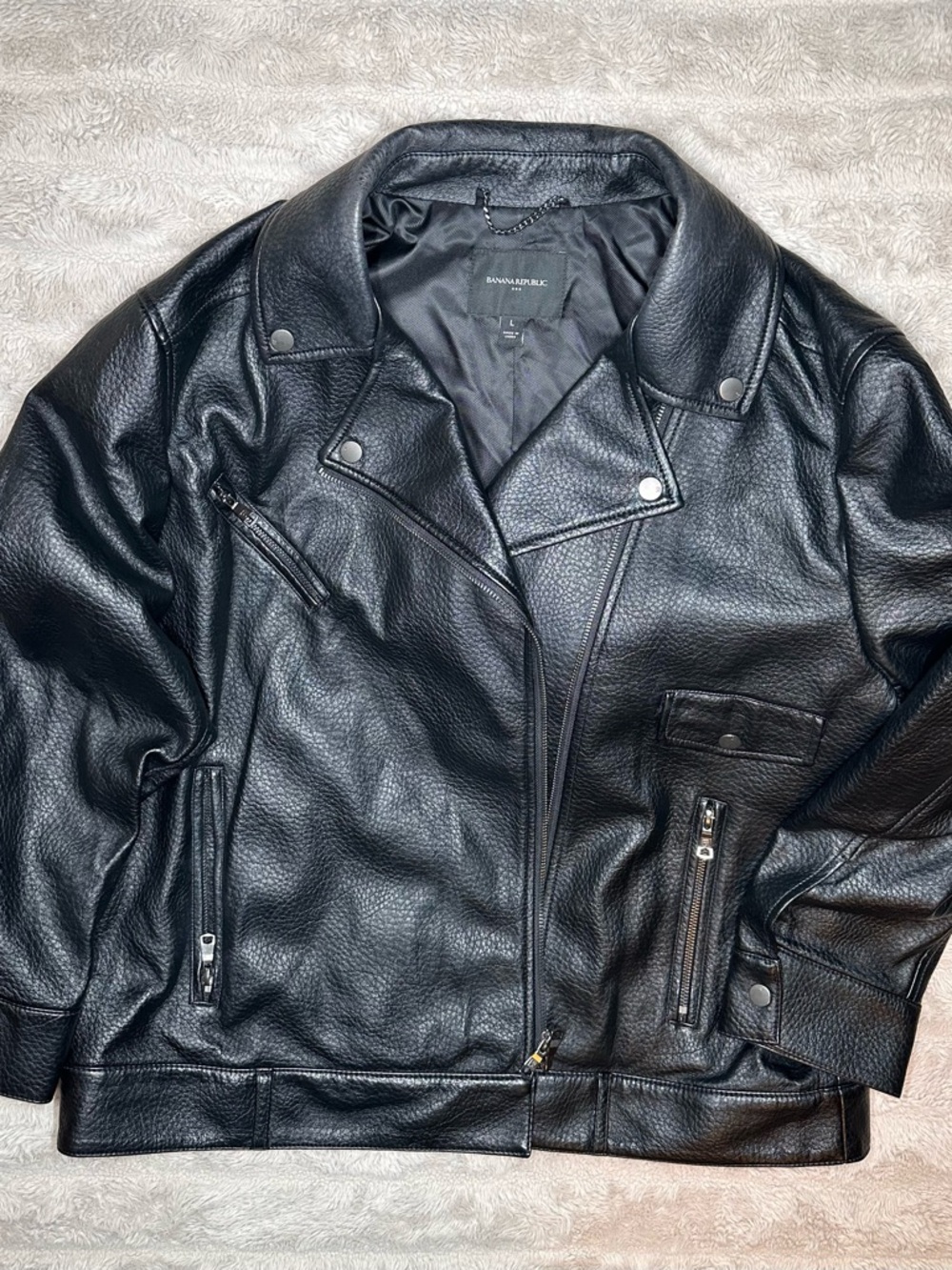 Banana Republic Black Faux Leather Moto Jacket
